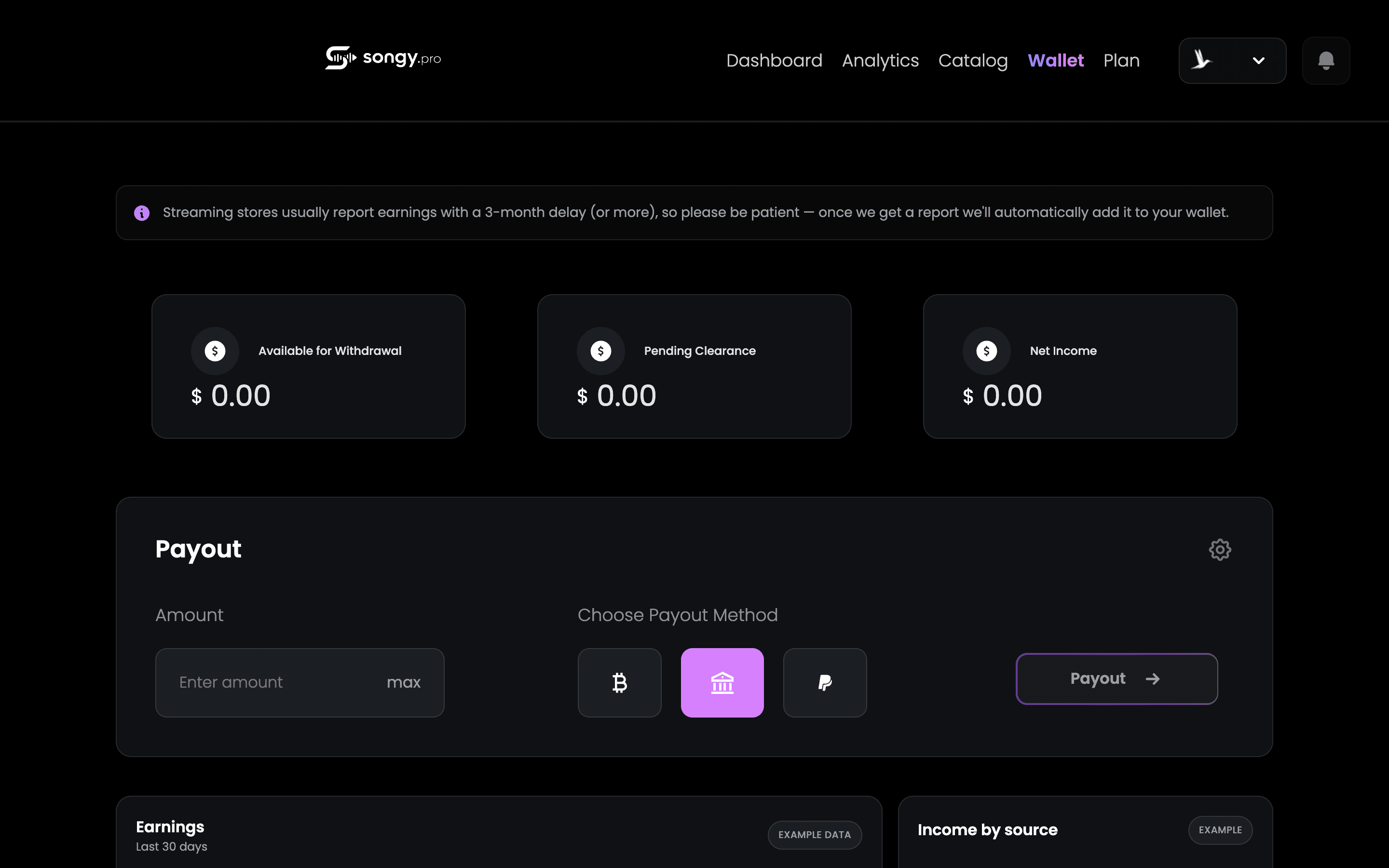 songy advance payment dashboard